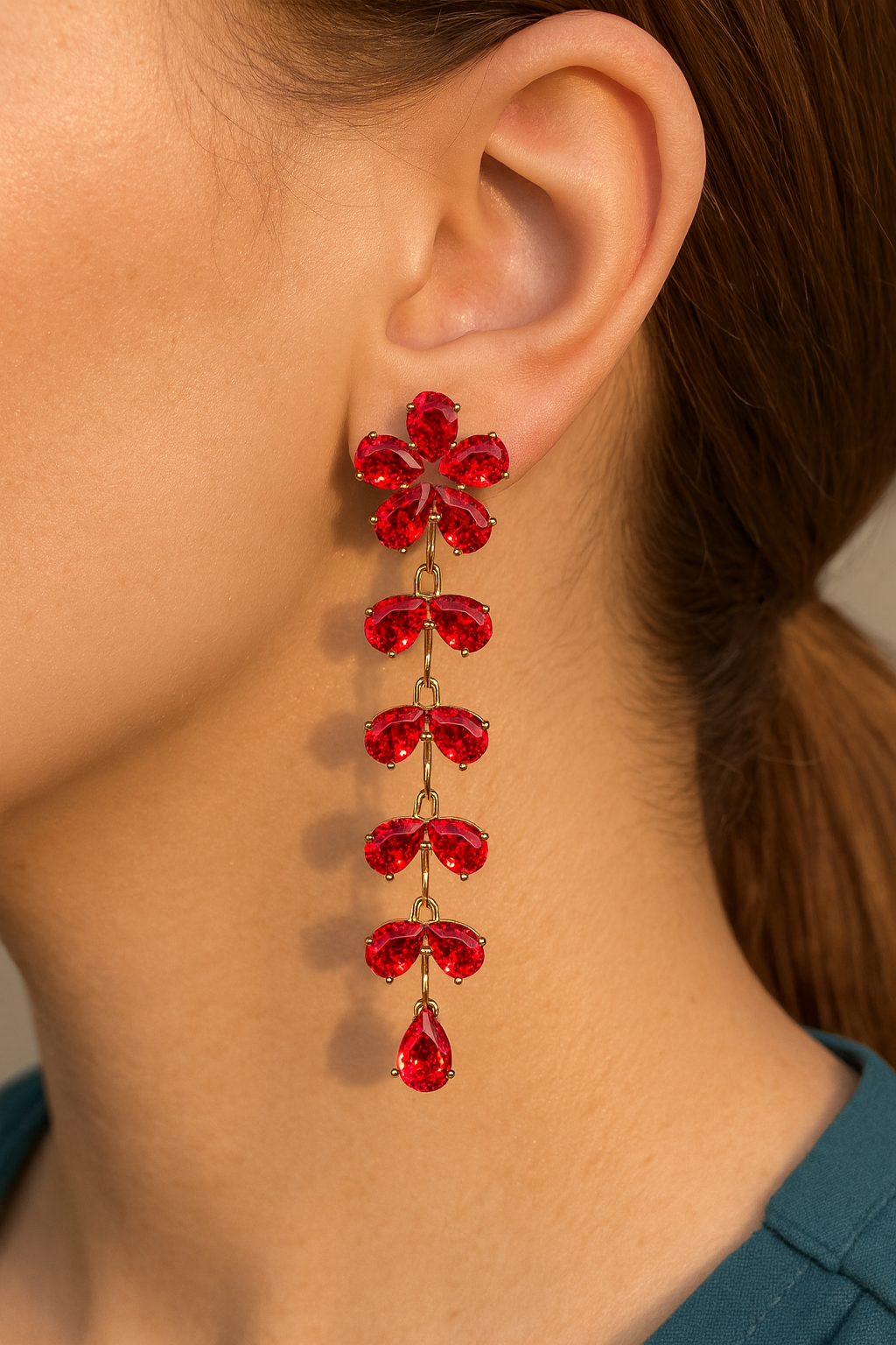 Ruby Petal Earings