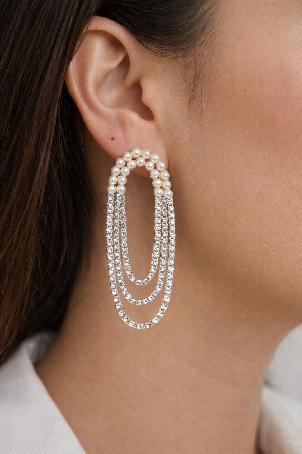 White Stone Earings