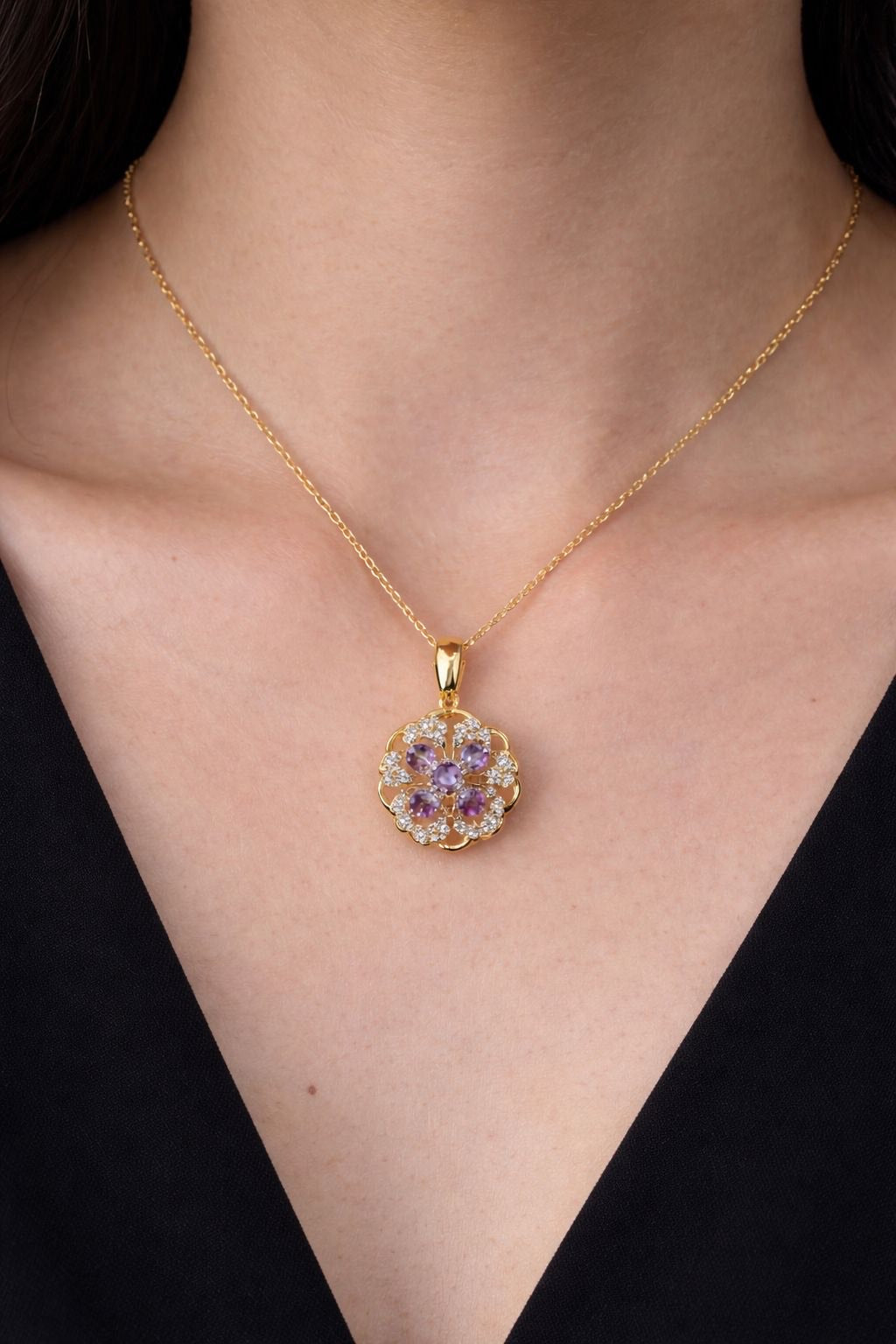 Purple Flower Necklace